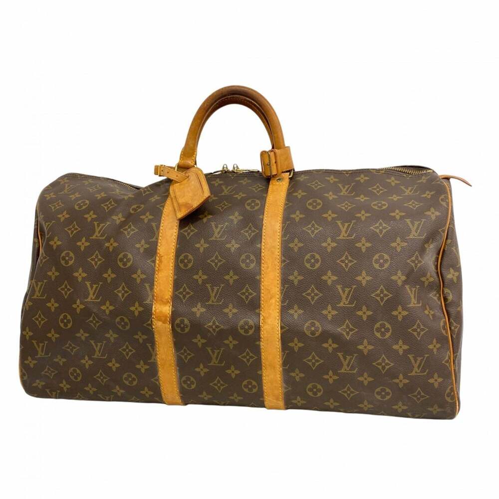 LOUIS VUITTON Brown Monogram Keepall 55 Boston Bag